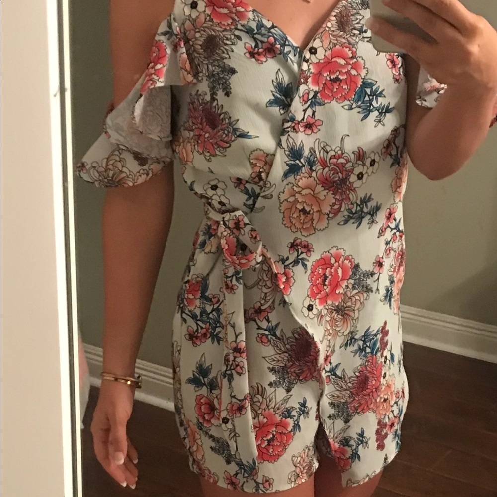 Floral wrap romper